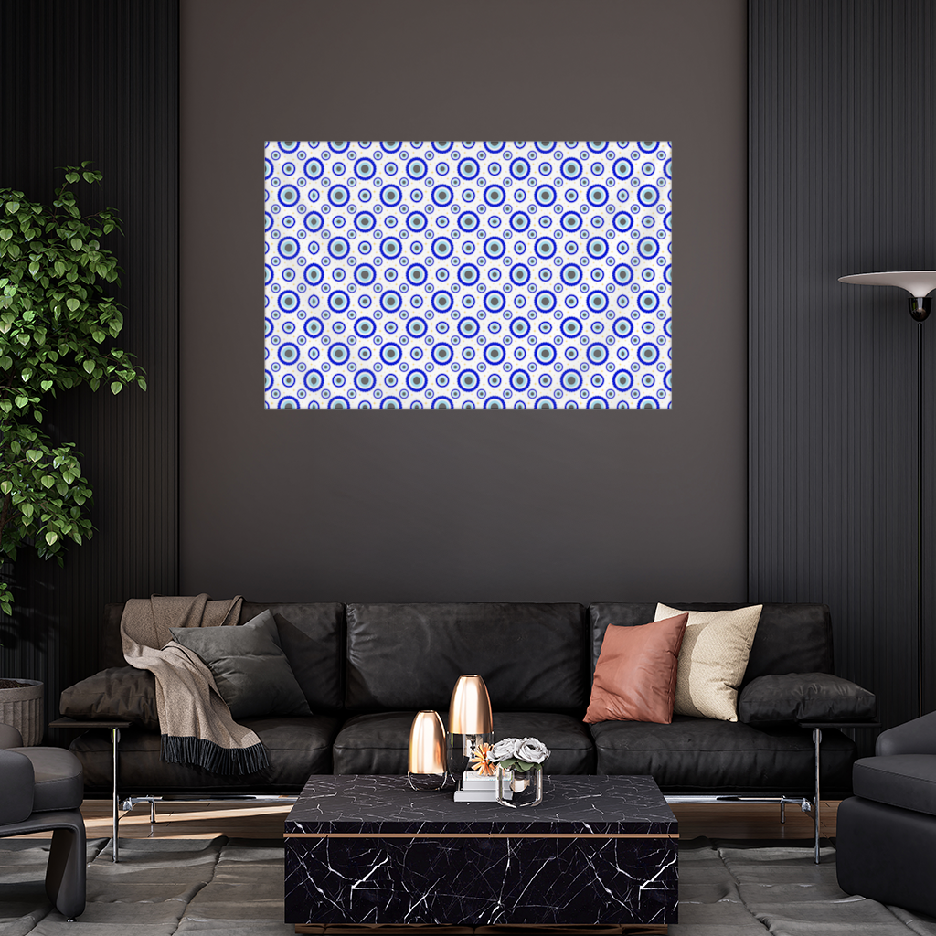 Blue Evil Eye Pattern with Stars Wall Tapestry
