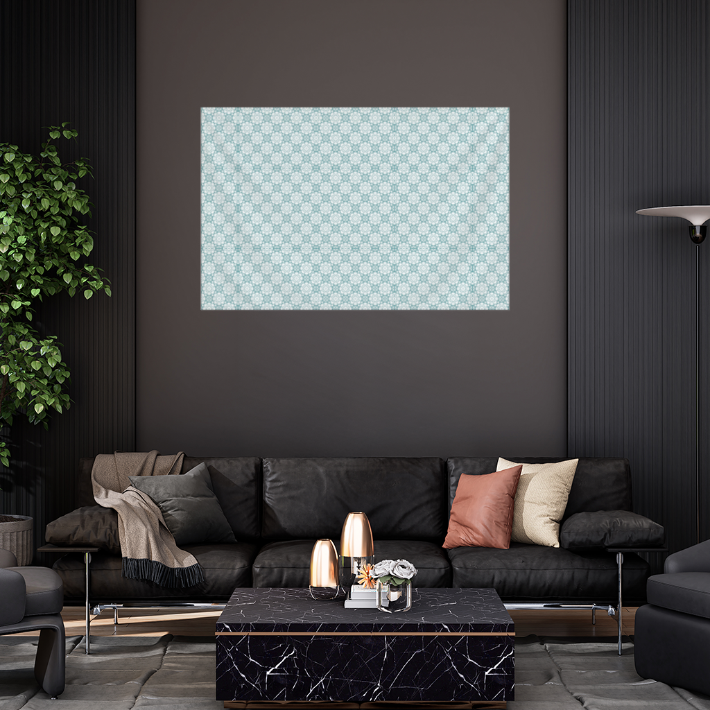 Blue Pixelated Geometric Ornament Pattern Wall Tapestry