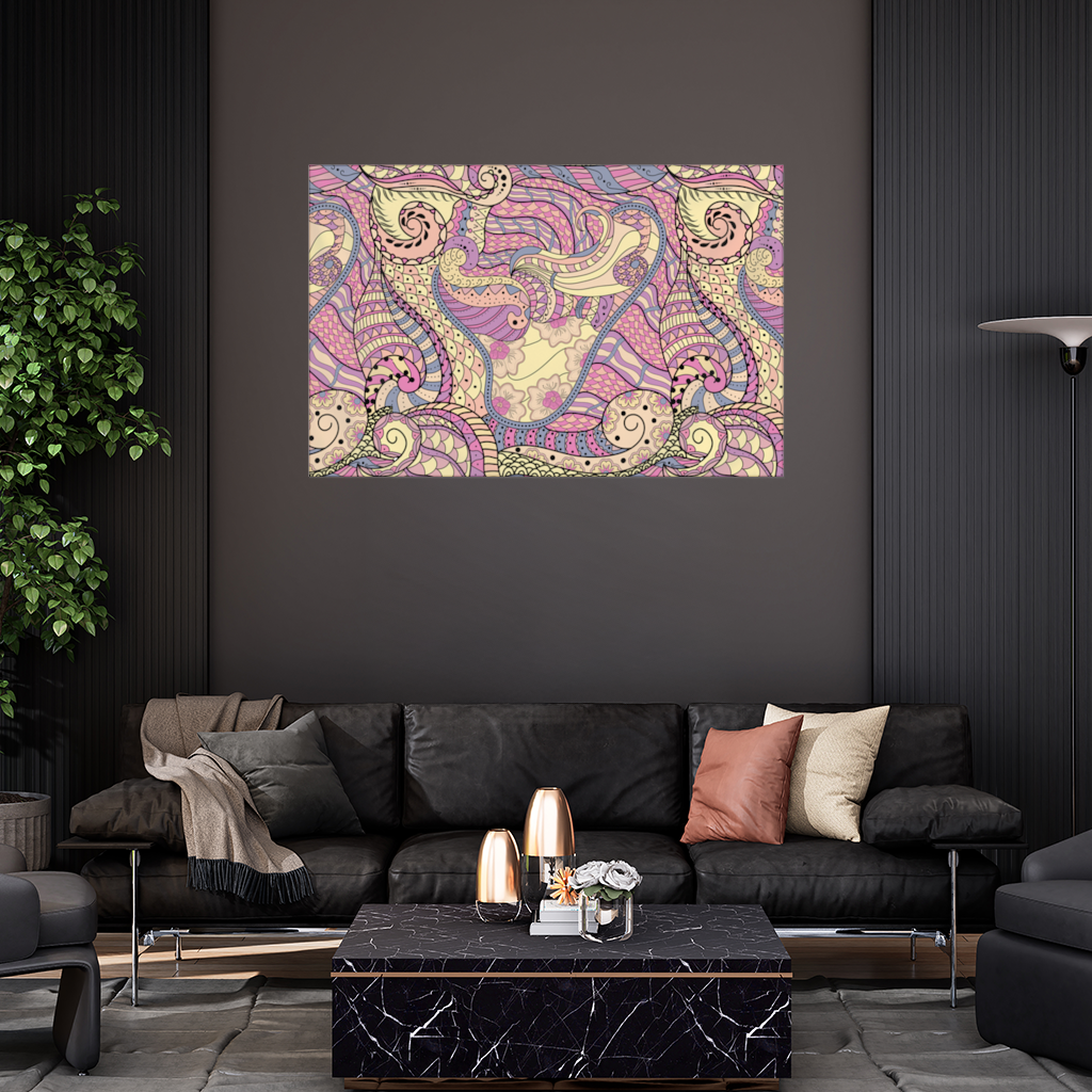 Psychedelic Zentangle Floral Wall Tapestry