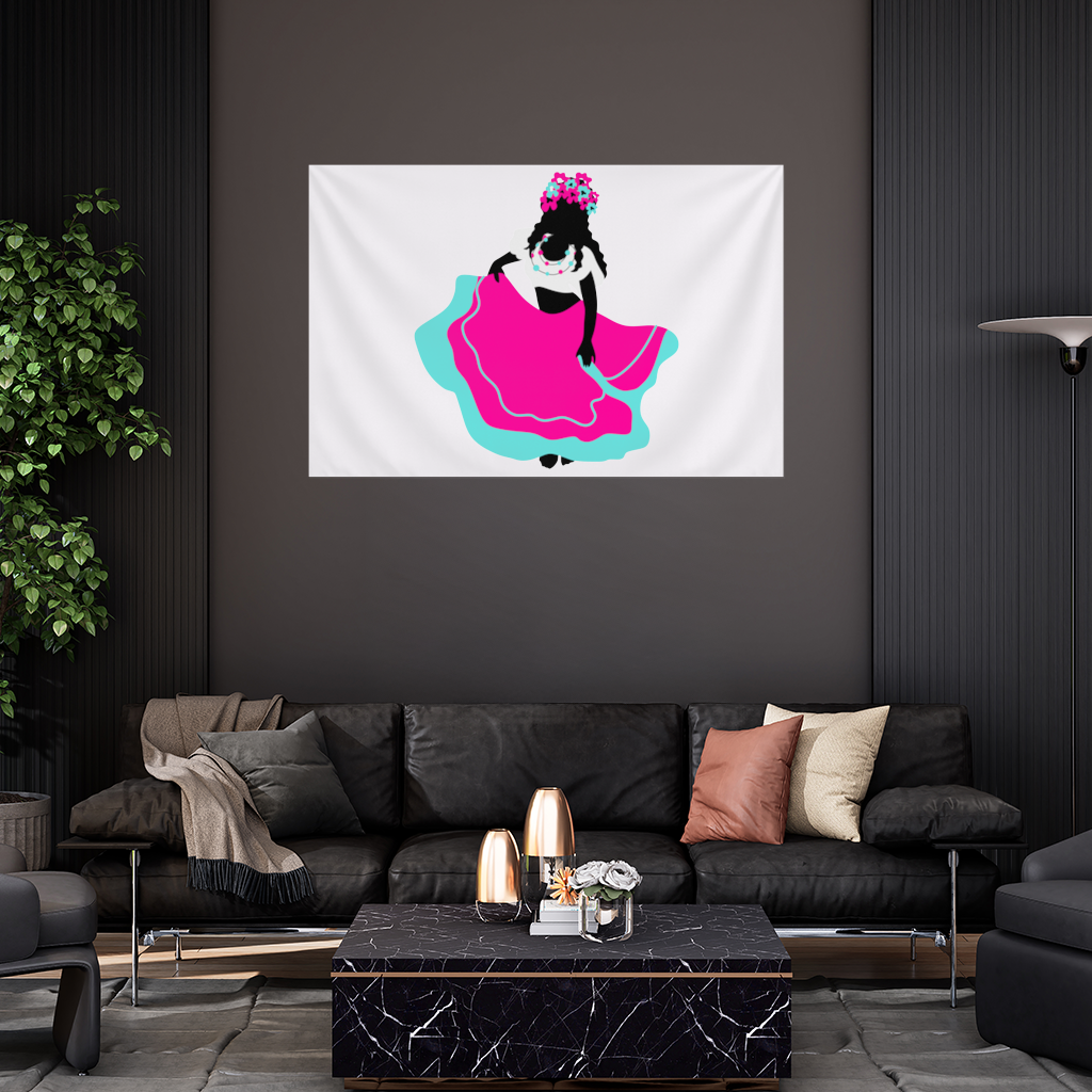 Mexican Folklorico Dancer Silhouette Wall Tapestry