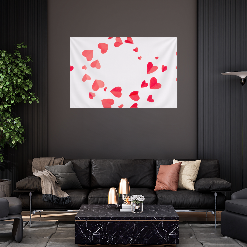 Red Hearts Frame Design Wall Tapestry