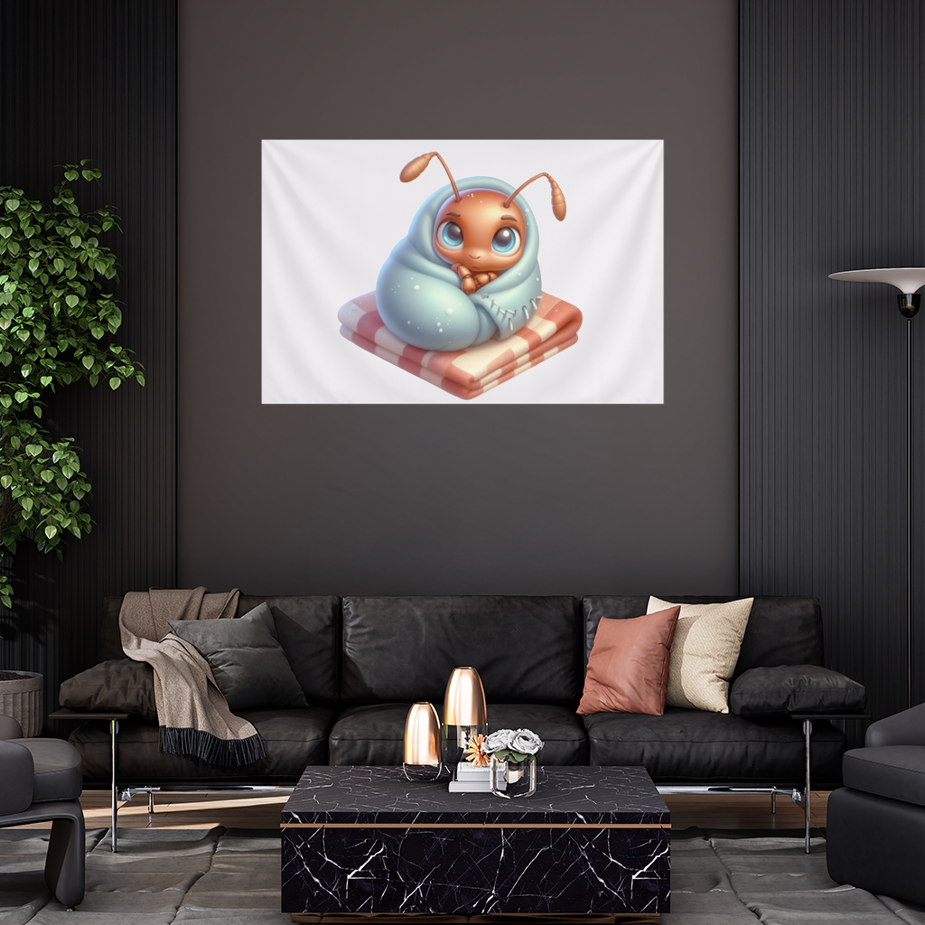Kawaii Baby Ant Wrapped in Blanket Wall Tapestry