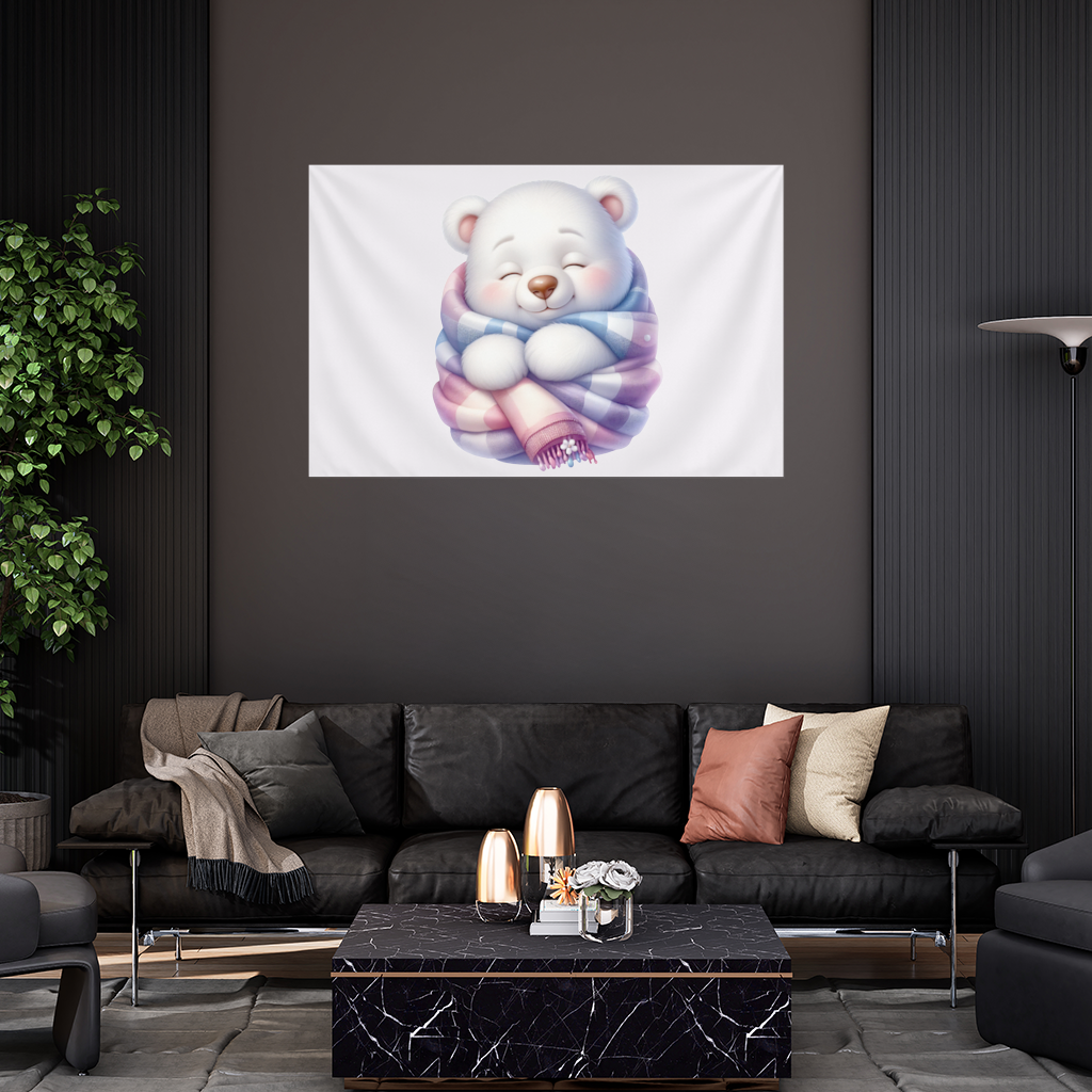 Cozy Sleepy Polar Bear Cub Wall Tapestry
