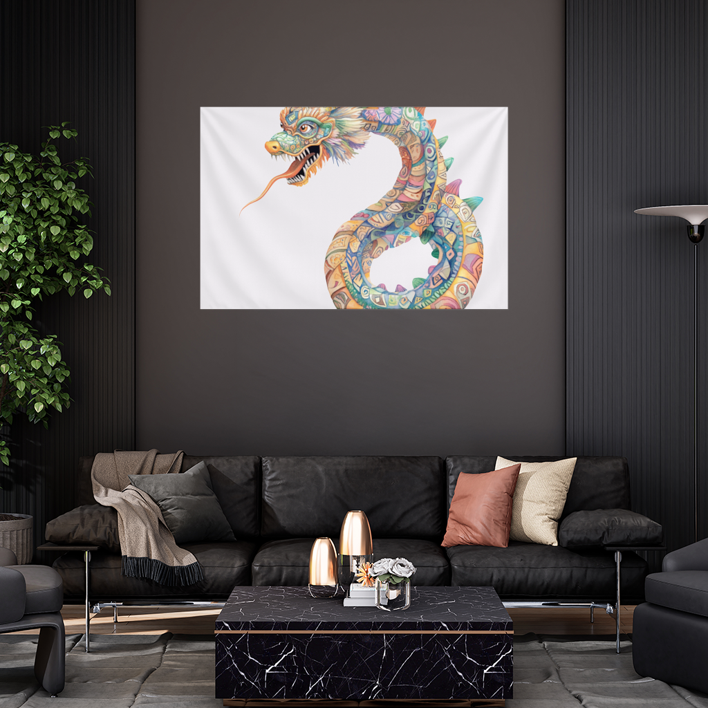 Colorful Mosaic Chinese Dragon Wall Tapestry