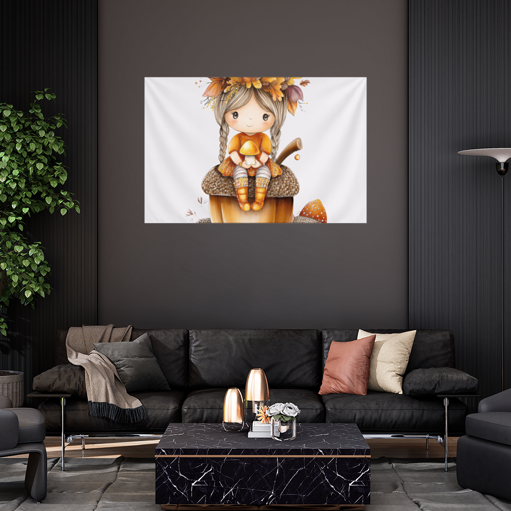 Mantar Tutan Meşe Palamudu Kızı Duvar Örtüsü