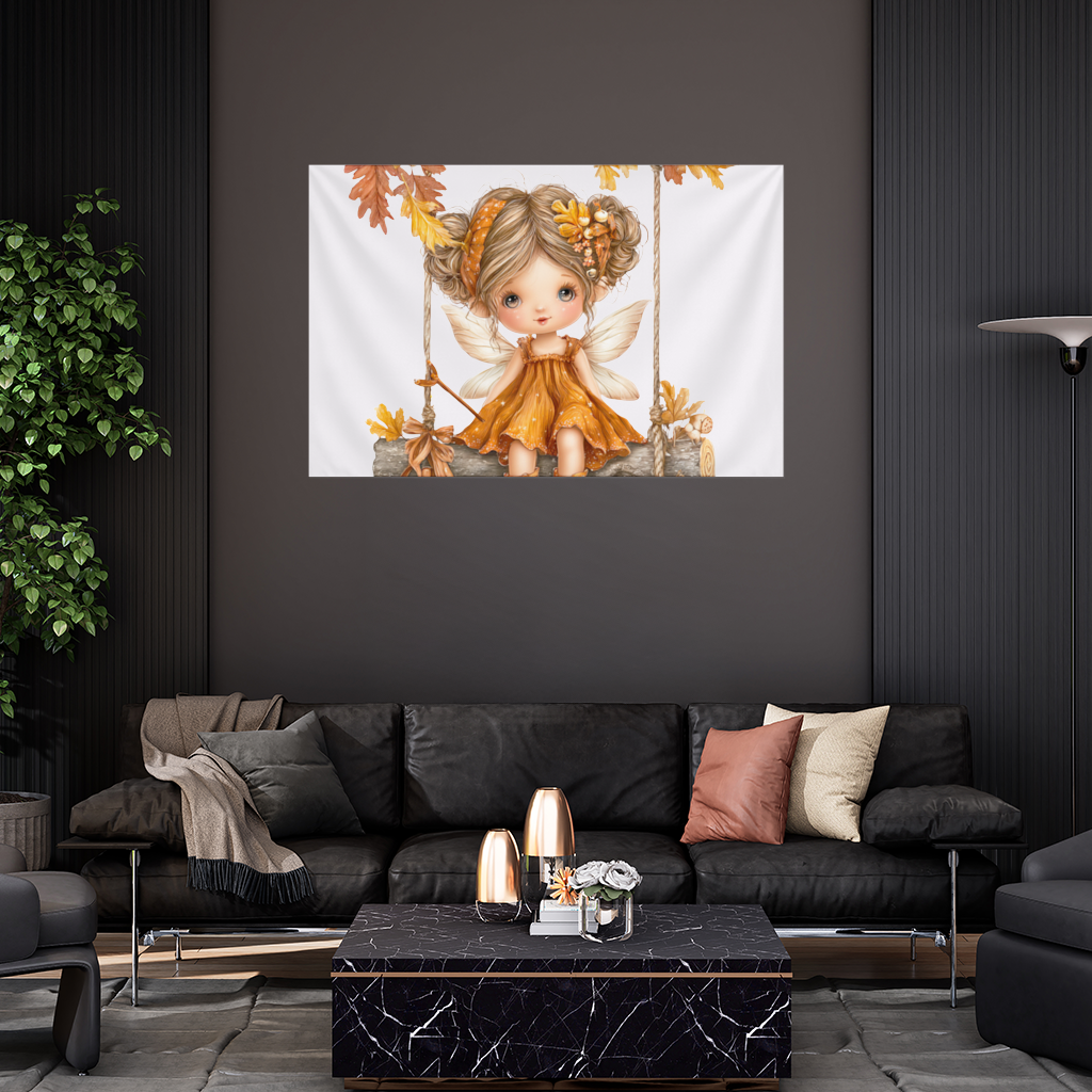 Whimsical Autumn Forest Fairy Wall Tapestry
