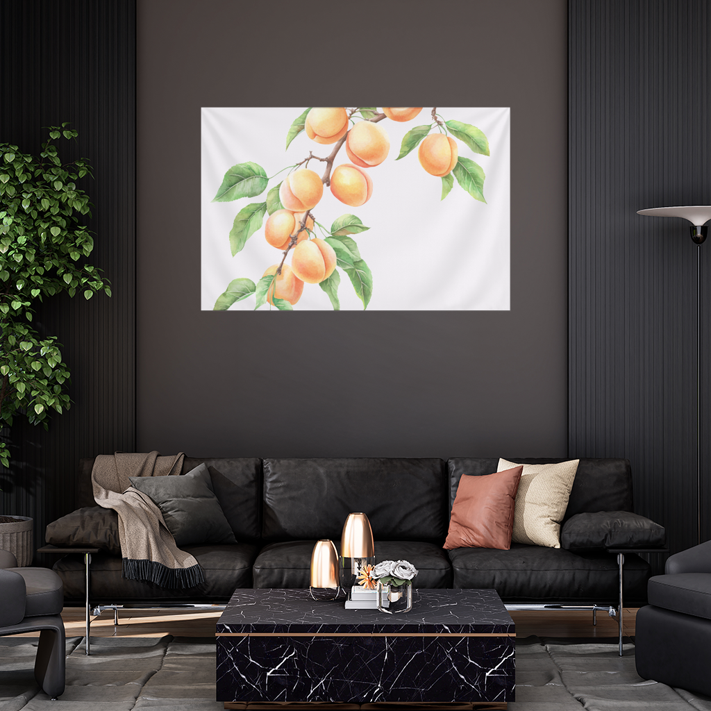 Ripe Orange Apricot Fruit Branch Wall Tapestry
