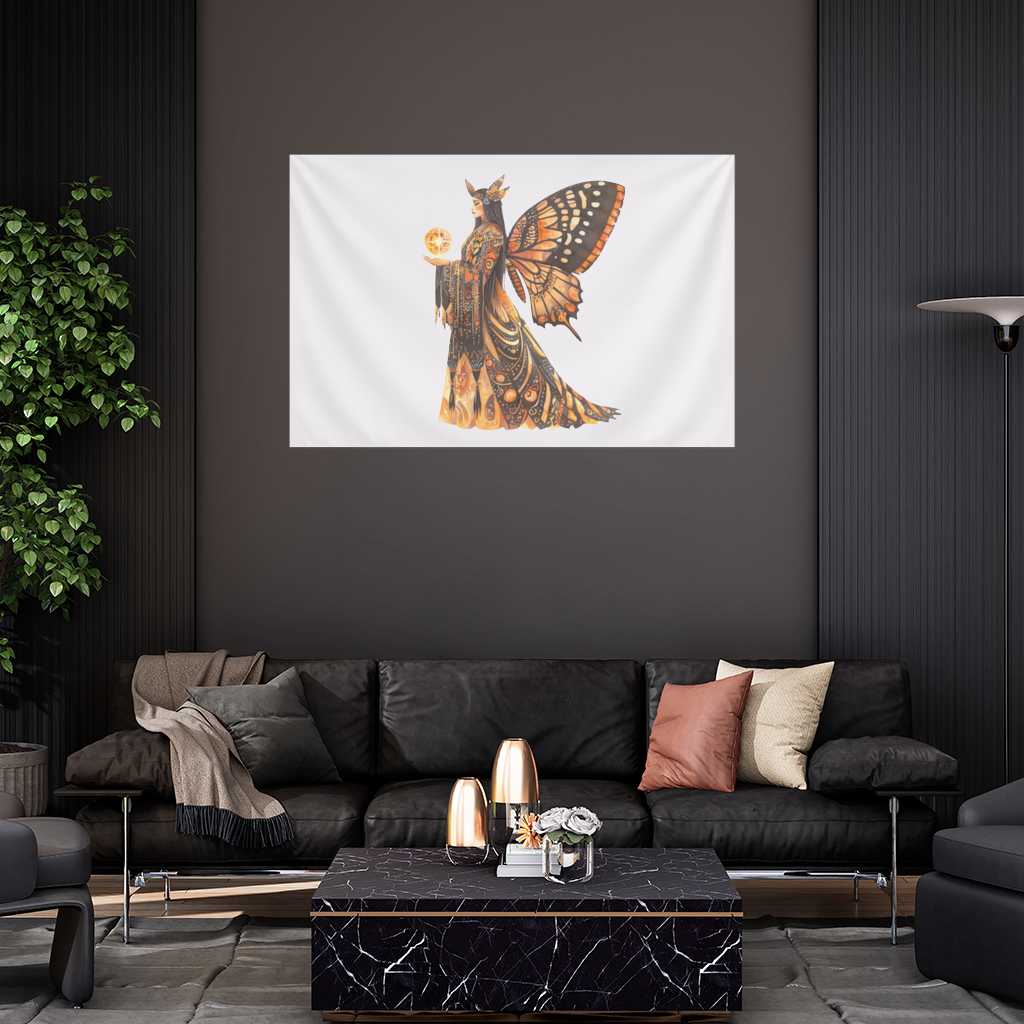 Monarch Kelebek Kanatlı Tanrıça Duvar Örtüsü