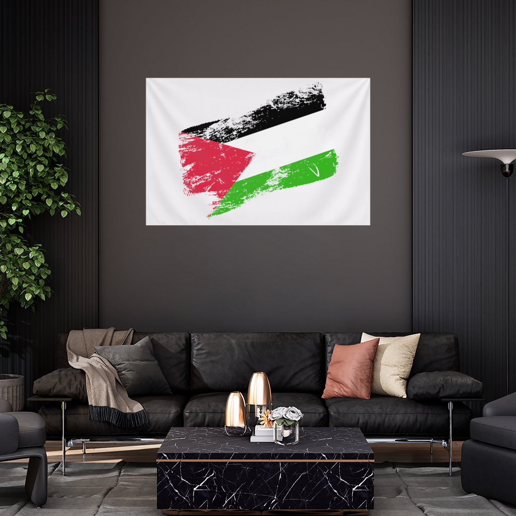 Palestine Resistance Flag Brush Stroke Wall Tapestry