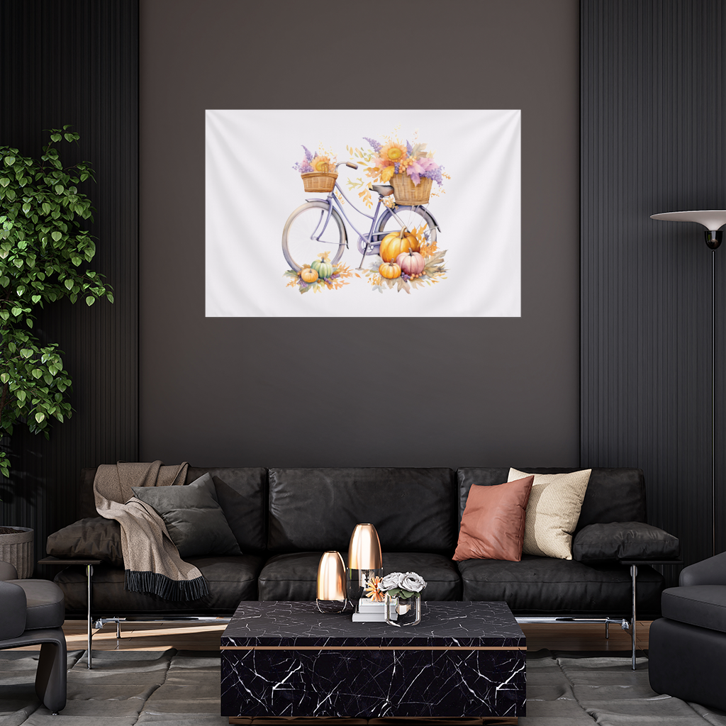 Lavender Autumn Bicycle with Pumpkins 