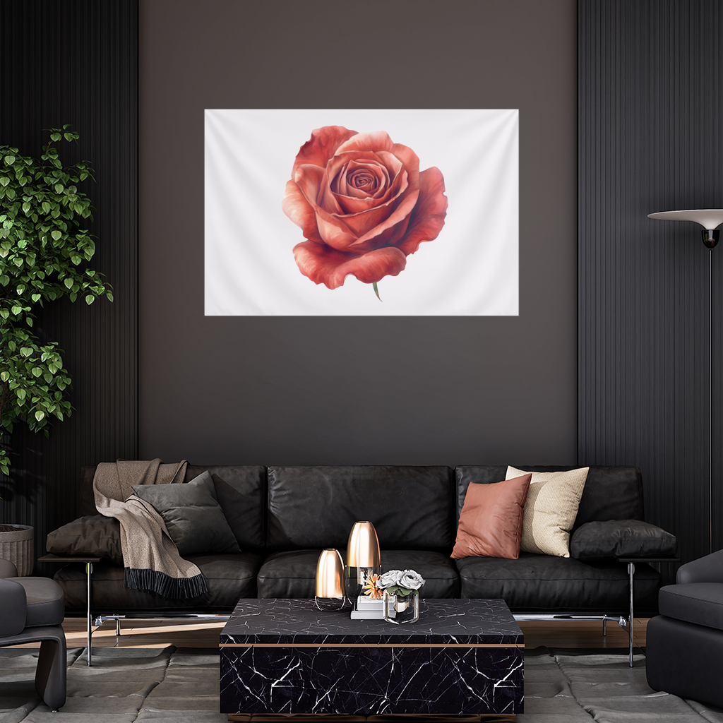 Crimson Red Rose Wall Tapestry