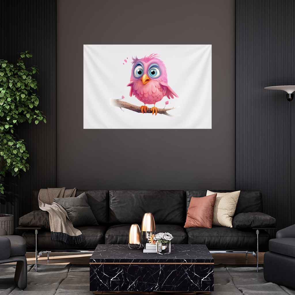 Cute Pink Bird with Large Blue Eyes 