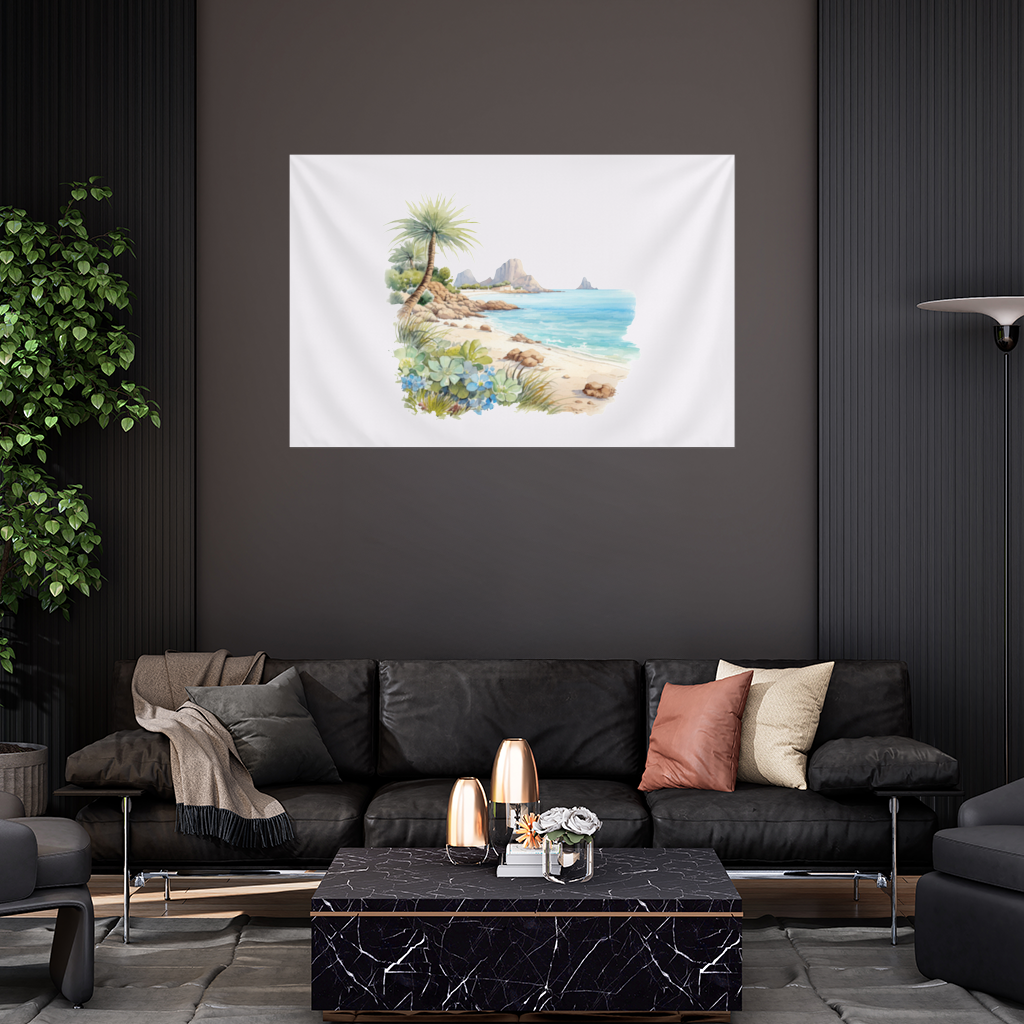Tropical Palm Tree and Turquoise Sea 