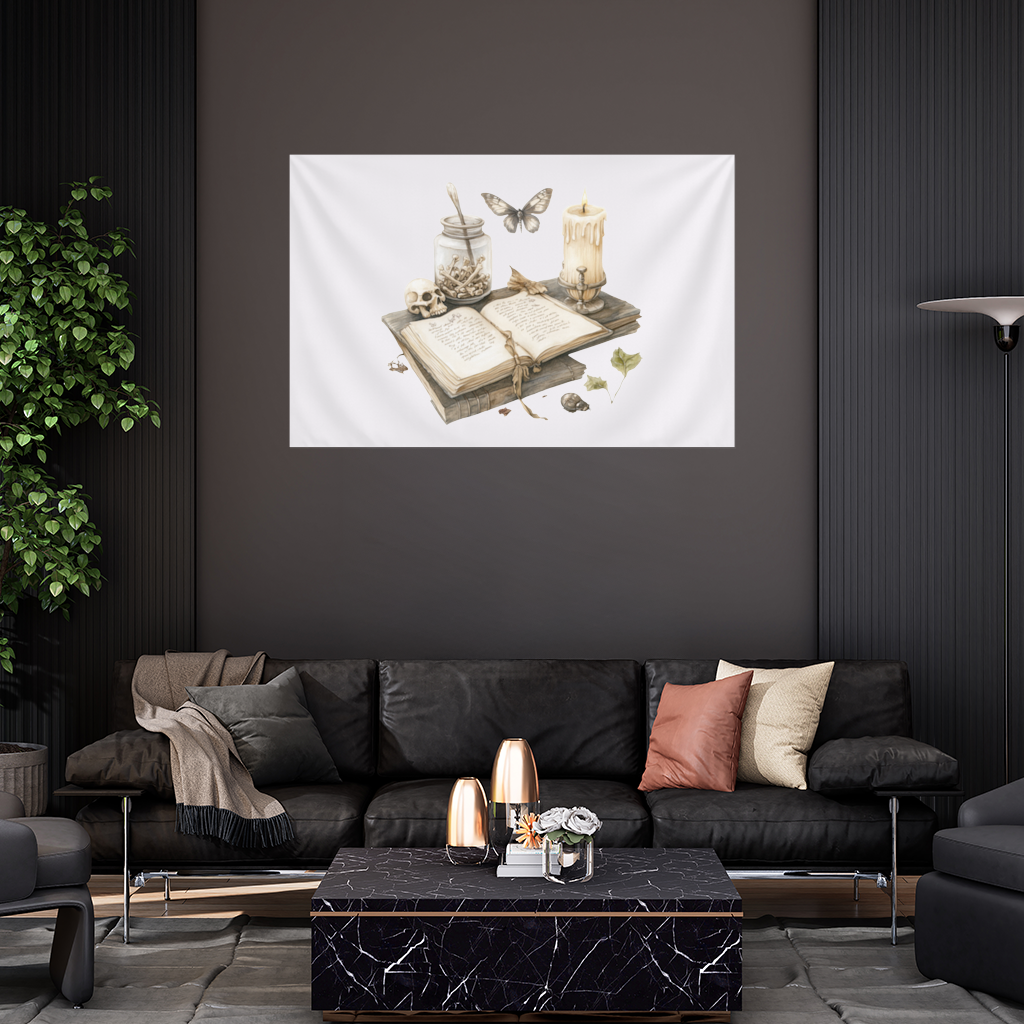 Vintage Dark Academia Grimoire Wall Tapestry