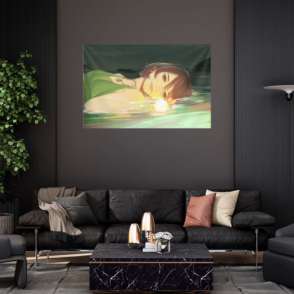 Sunset Glow Anime Girl Illustration Wall Tapestry