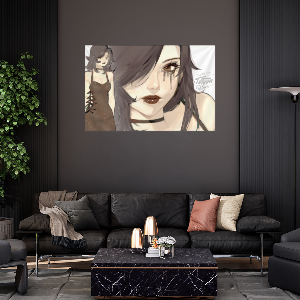Goth Anime Girl Wall Tapestry