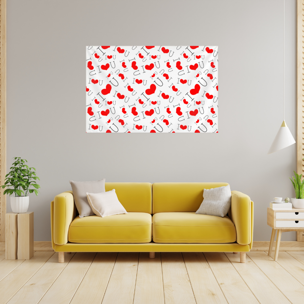 Valentines Day I Love You Heart Pattern Romantic Design Wall Tapestry