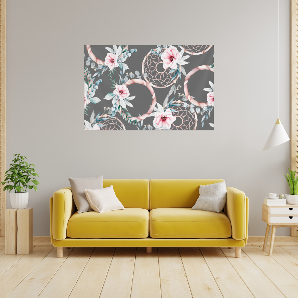 Boho Floral Dreamcatcher Pattern Wall Tapestry