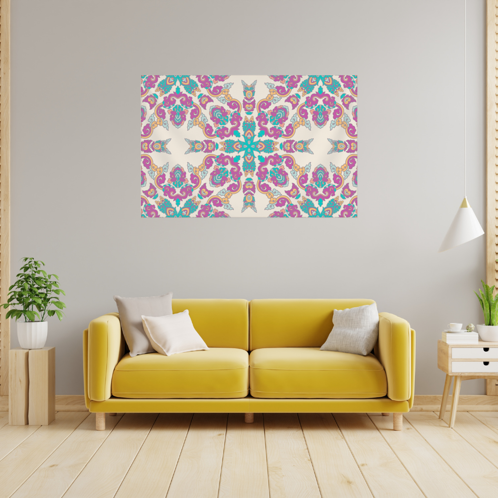 Colorful Oriental Symmetrical Mandala Pattern 