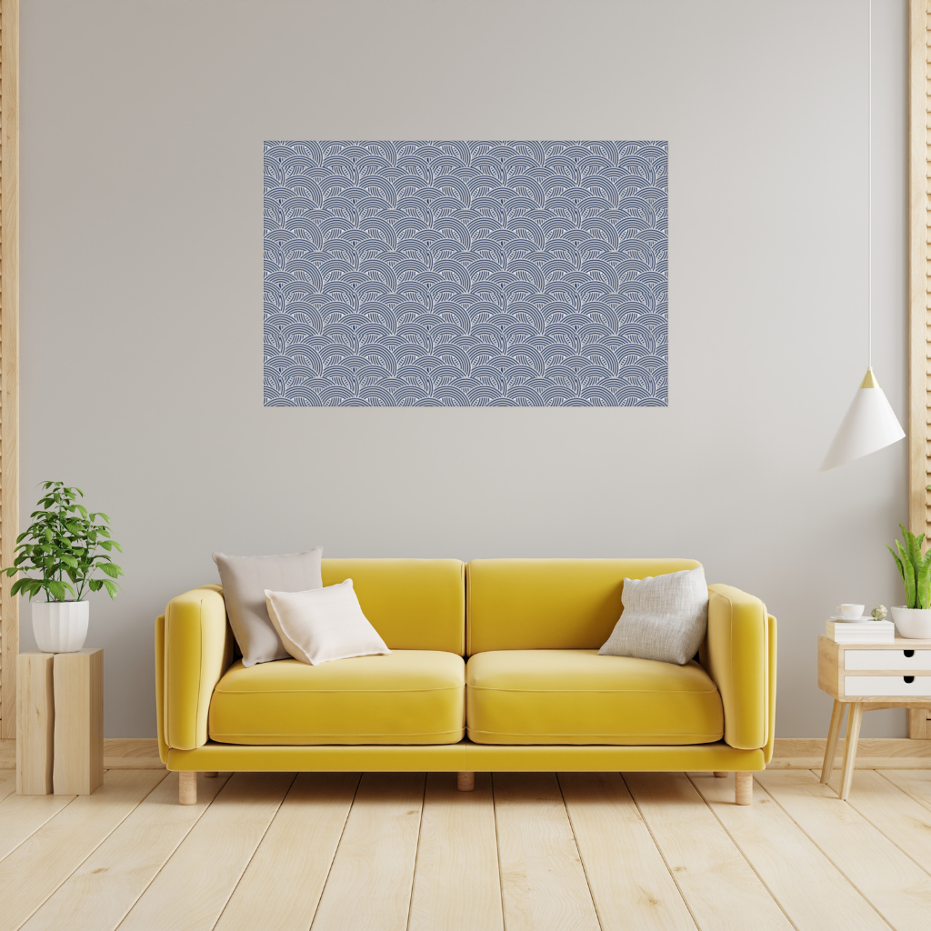 Navy and White Semi Circle Geometric Pattern 