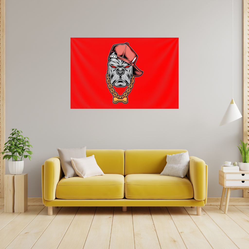 Hip Hop Style Gangster Dog Illustration Wall Tapestry