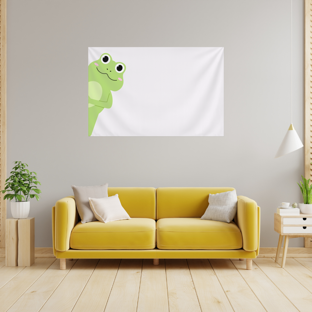 Cute Green Frog Peek-a-Boo Illustration 
