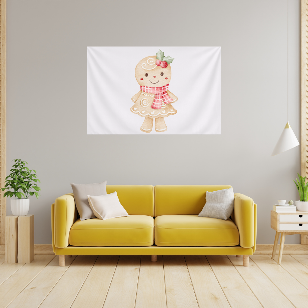 Sevimli Zencefilli Kurabiye Karakteri Duvar Örtüsü