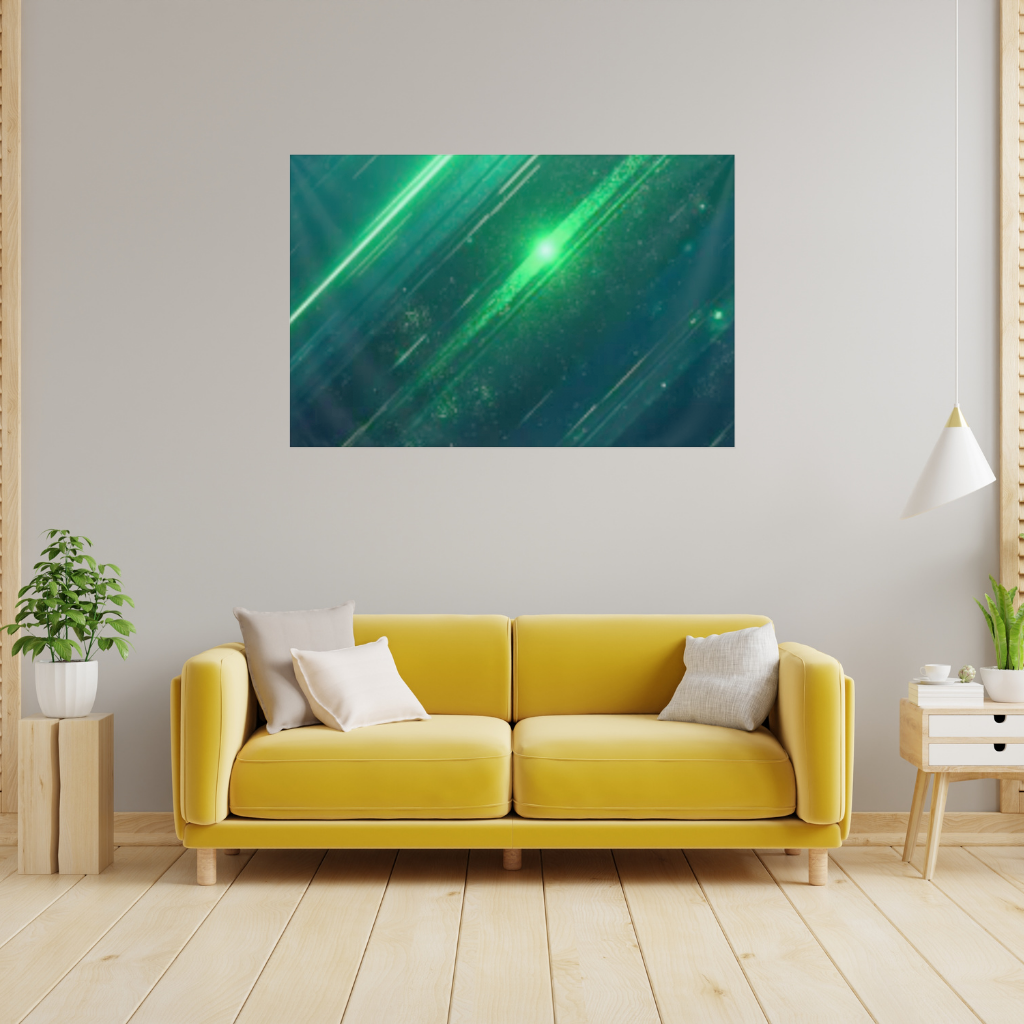 Green bright strips on black background. Wall Tapestry