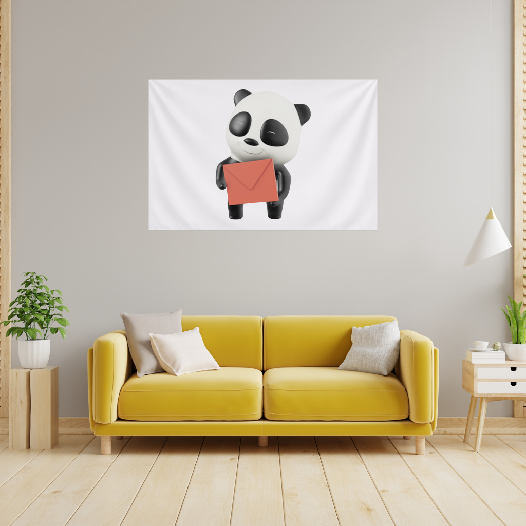 Kırmızı Zarflı Mutlu Panda Karakteri Duvar Örtüsü