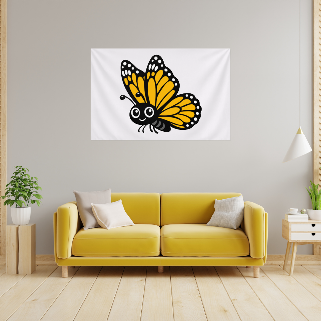 Gülümseyen Turuncu Monarch Kelebeği Duvar Örtüsü