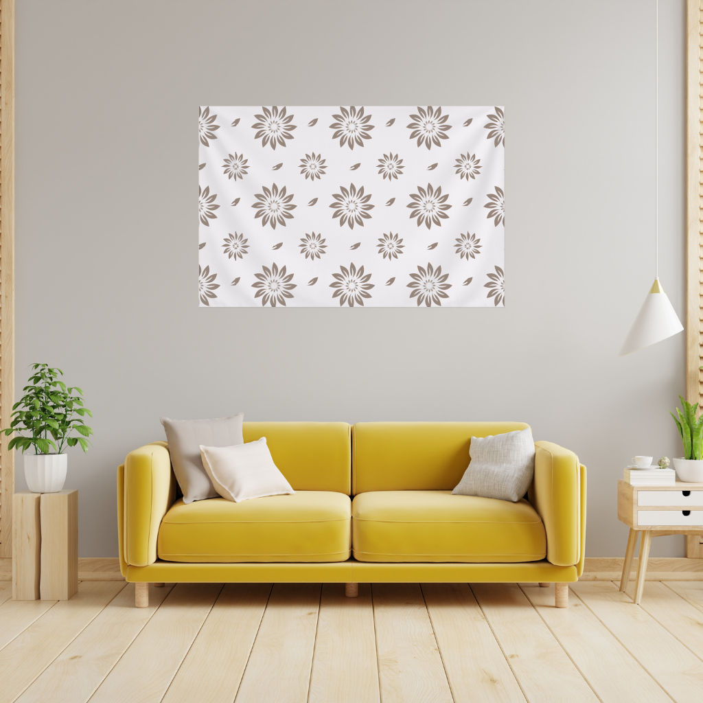 Minimalist Modern Brown Floral Pattern Wall Tapestry