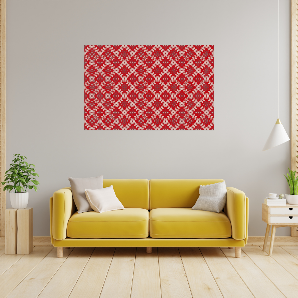 Red Ethnic Embroidery Pattern Wall Tapestry