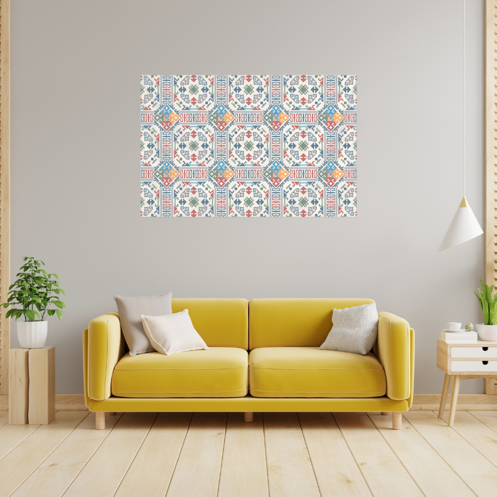 Multicolor Ethnic Geometric Motif 