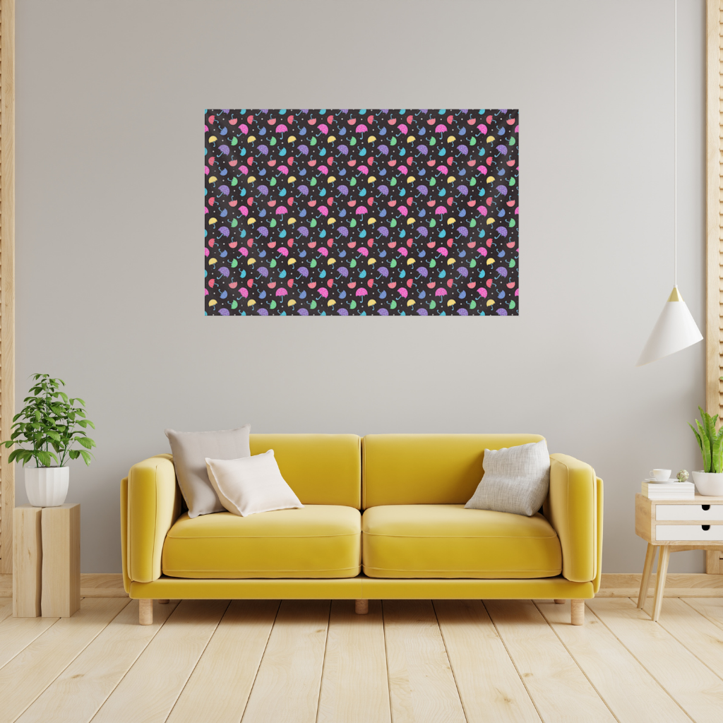 Colorful Heart Umbrellas Pattern Wall Tapestry