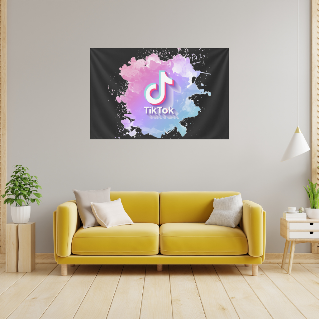 Sulu Boya Efektli TikTok Logosu Duvar Örtüsü