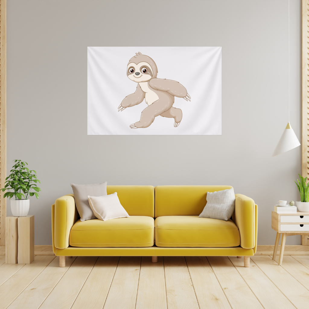 Cute Joyful Walking Sloth Wall Tapestry