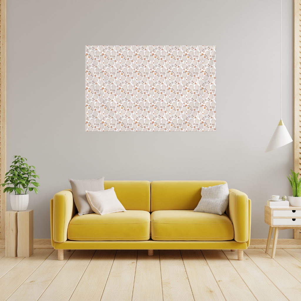 Retro Floral Cute Ghost Seamless Pattern Wall Tapestry