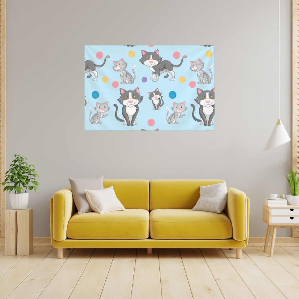 cat repeat pattern Wall Tapestry