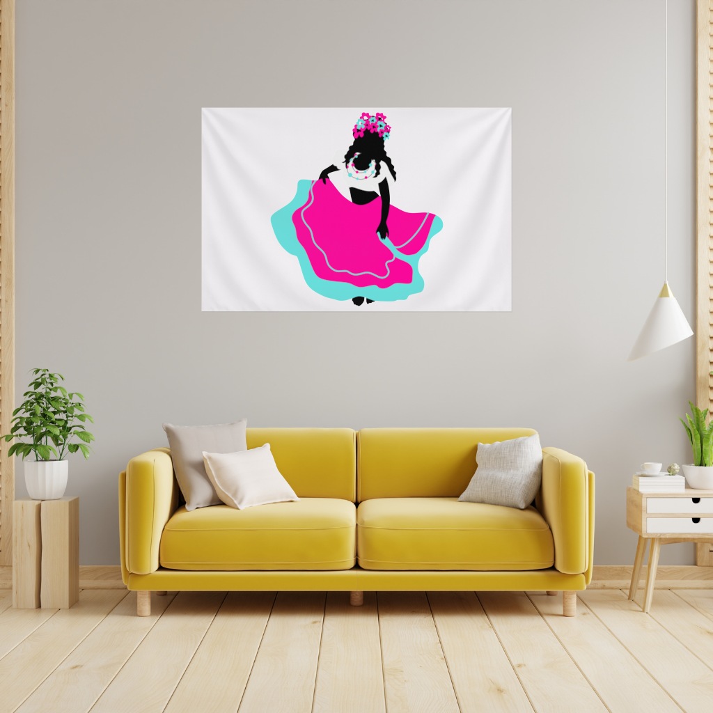 Mexican Folklorico Dancer Silhouette Wall Tapestry