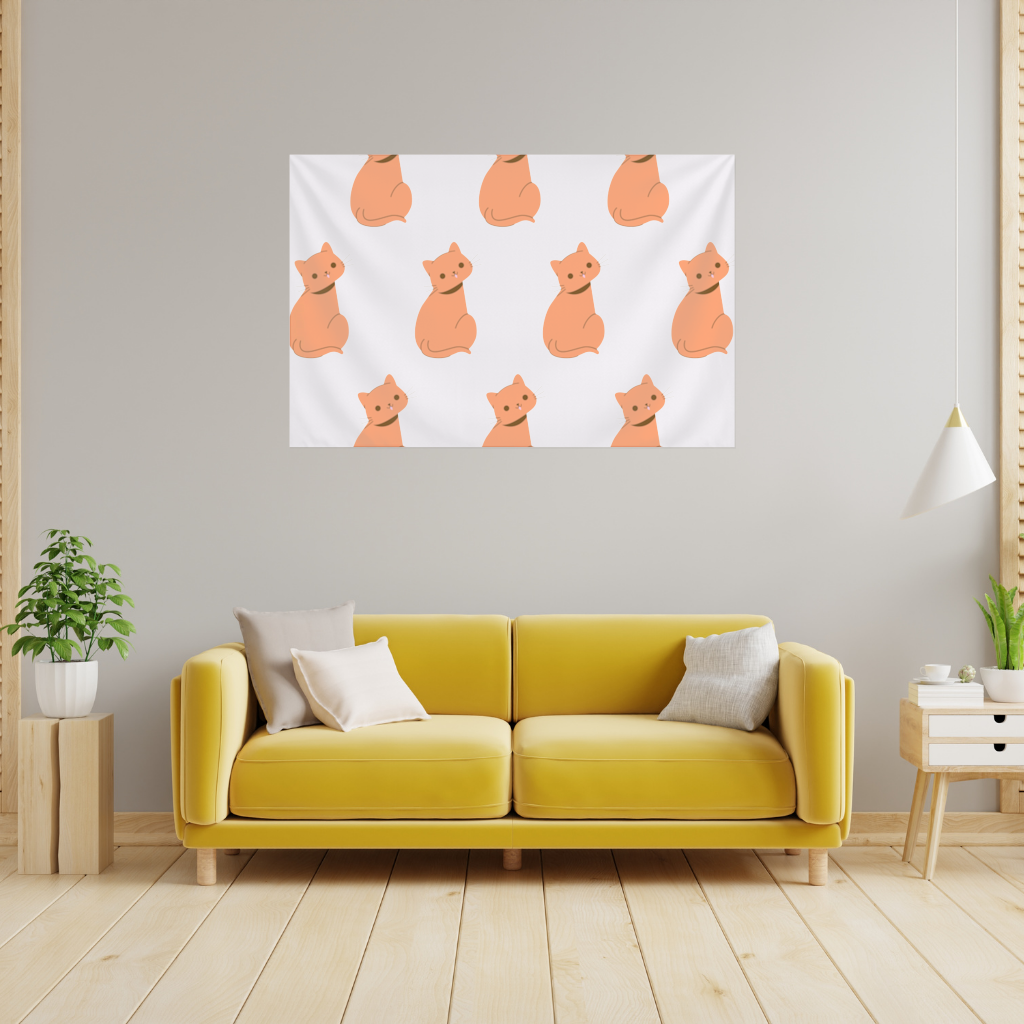 Kawaii Orange Cat Blep Wall Tapestry