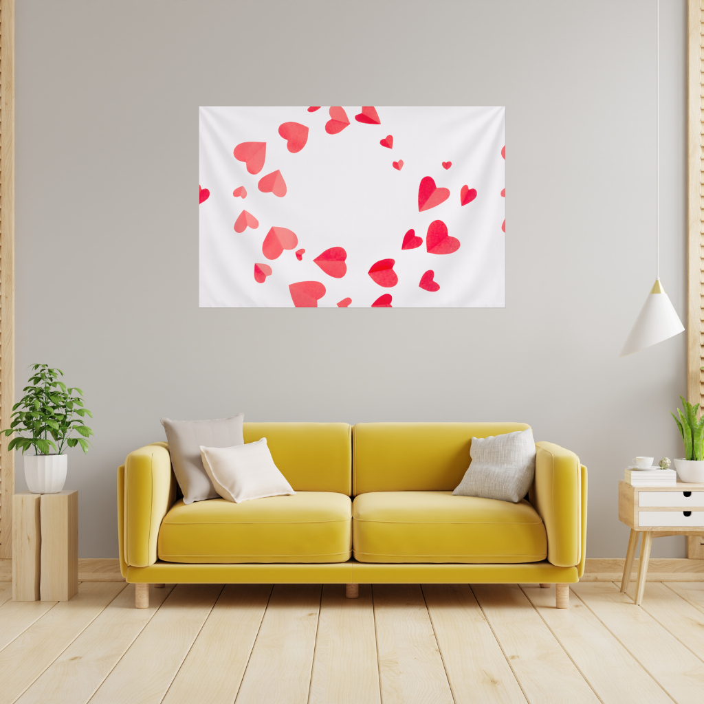 Red Hearts Frame Design Wall Tapestry