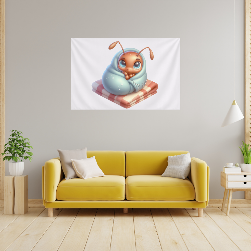 Kawaii Baby Ant Wrapped in Blanket Wall Tapestry