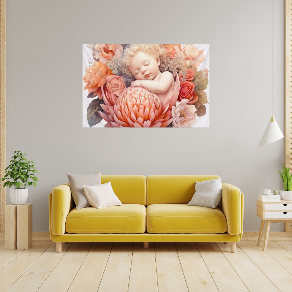 Ethereal Cottagecore Sleeping Baby Wall Tapestry