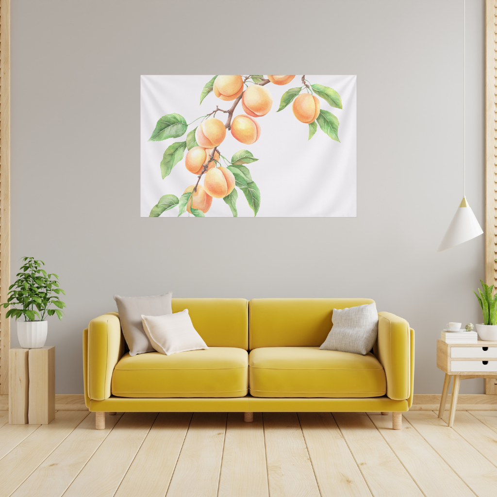 Ripe Orange Apricot Fruit Branch Wall Tapestry