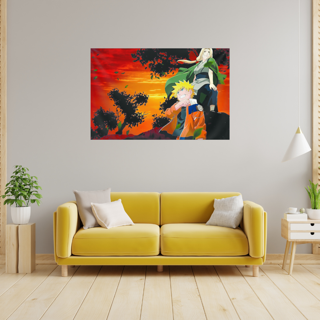 Orange Jacket Warrior Red Sunset Wall Tapestry
