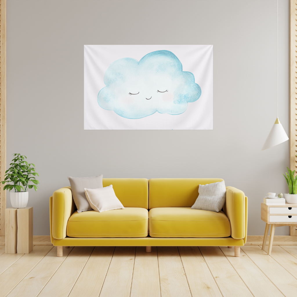 Mavi Uyuyan Bulut ve Sallanan Yıldızlar Duvar Örtüsü