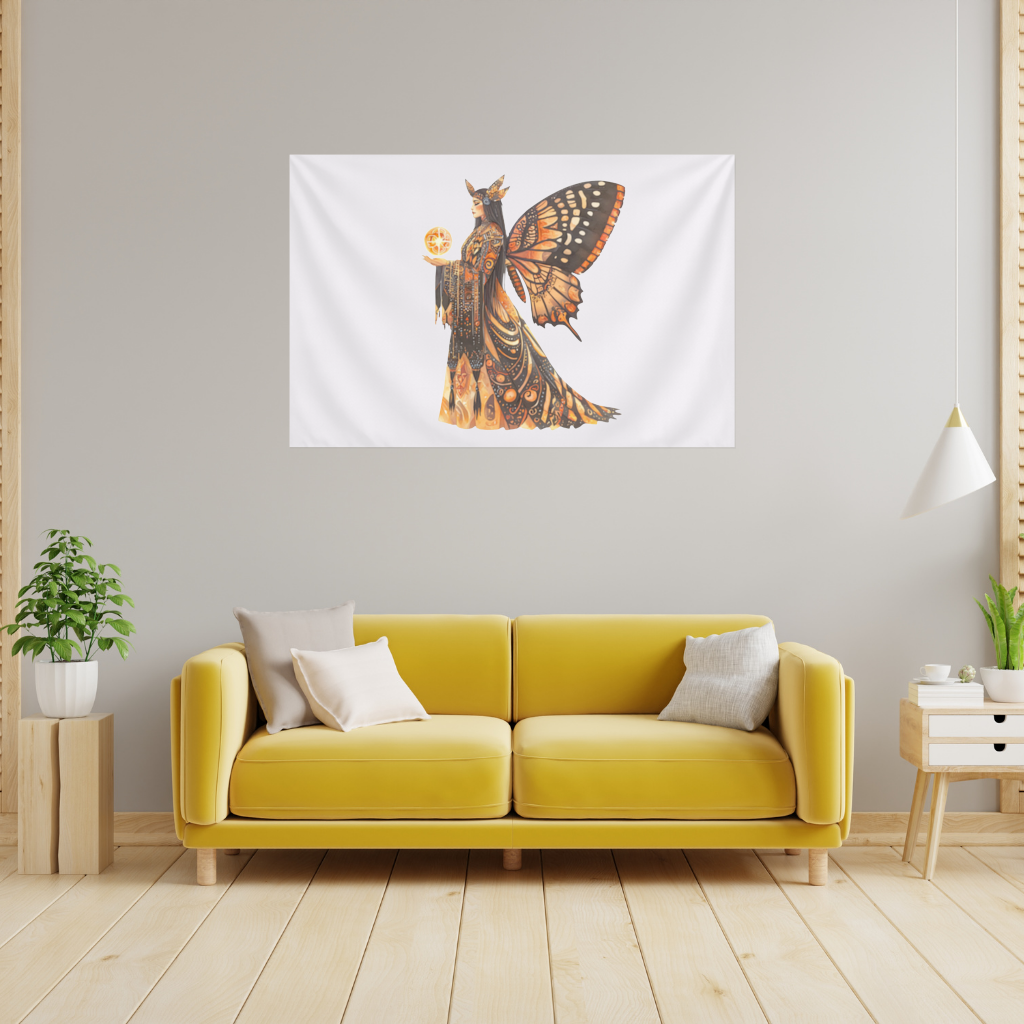 Monarch Kelebek Kanatlı Tanrıça Duvar Örtüsü