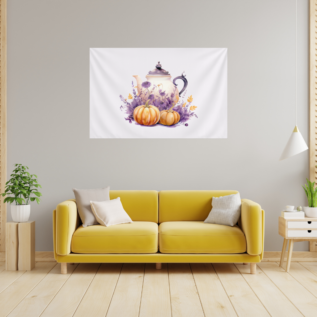 Vintage Purple Floral Pumpkin Teapot 