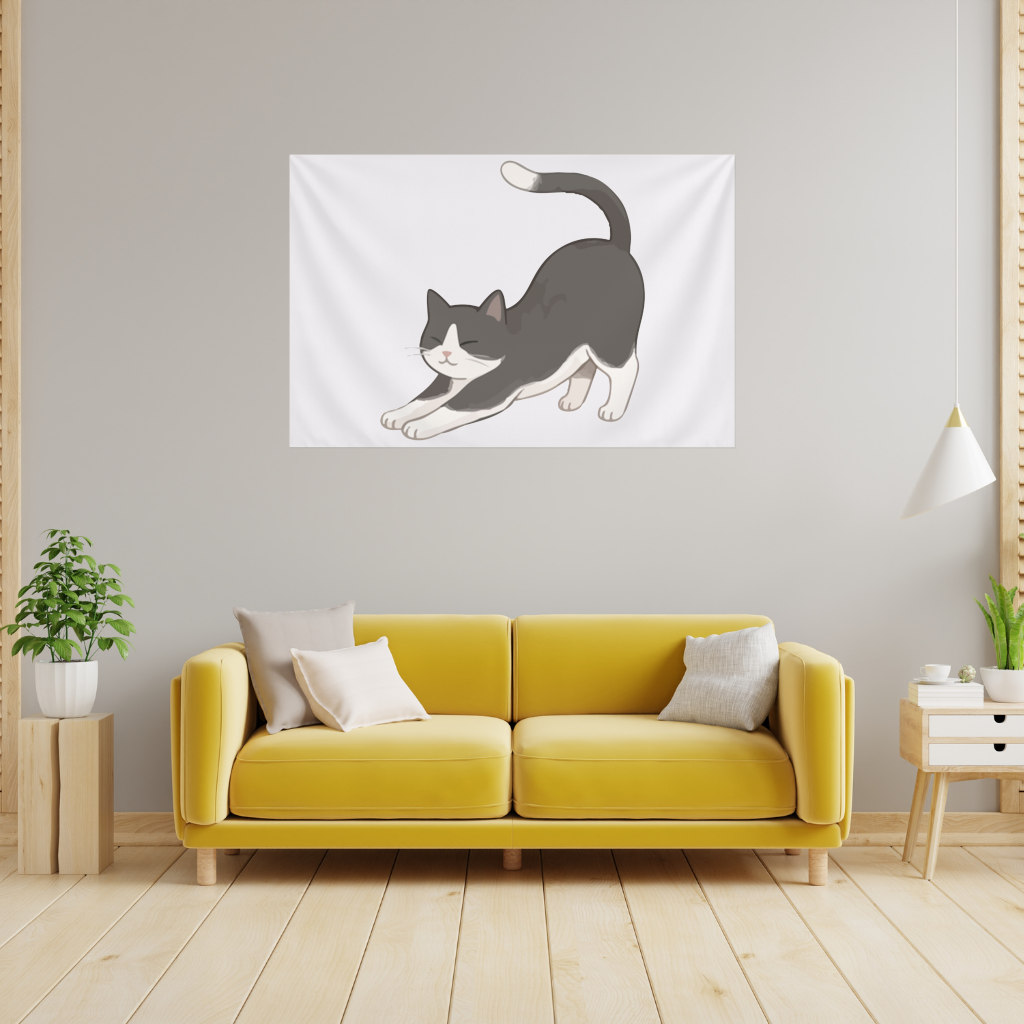 Stretching Tuxedo Cat 