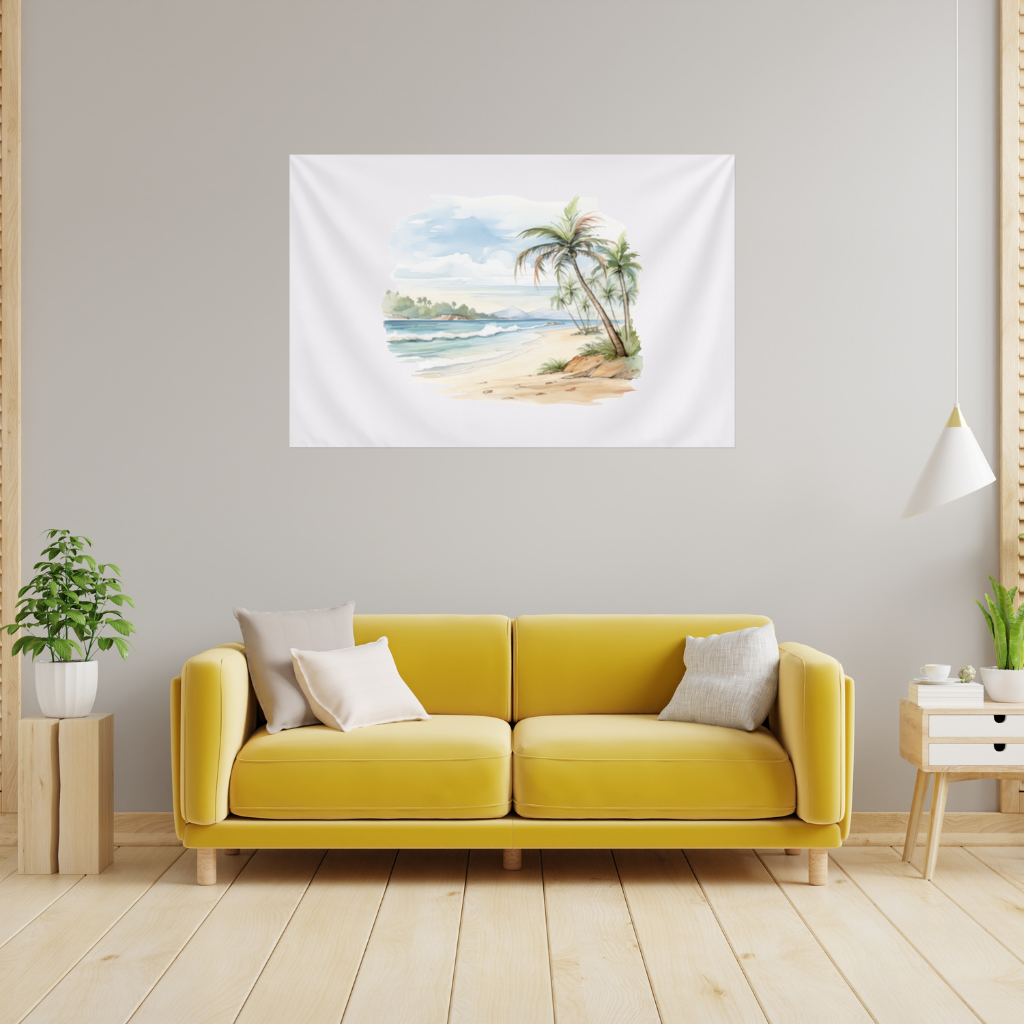 Tropical Palm Tree Beach Wall Tapestry